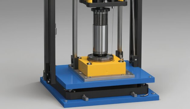 Detailed 3D rendering of a tensile testing machine for engineering analysis and materials research
