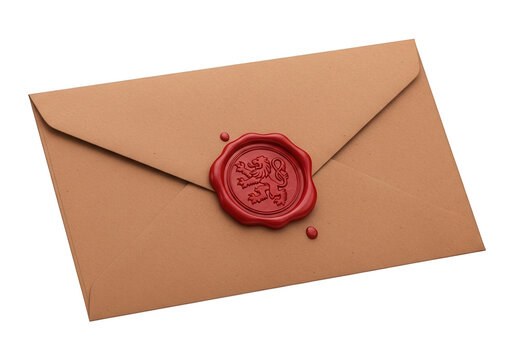 Traditional paper correspondence sealed with a distinctive red wax impression featuring a heraldic lion