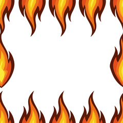 Create a orange hot fire frame border vector art with white background.