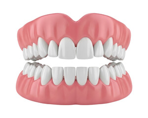 Obraz premium Realistic upper and lower dental arch showing perfect white teeth alignment