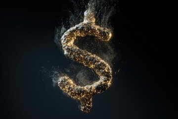 Abstract dollar sign, particles