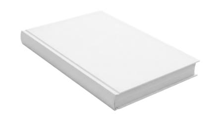 Blank hardcover book laying diagonally on a black surface waiting to be filled with stories.