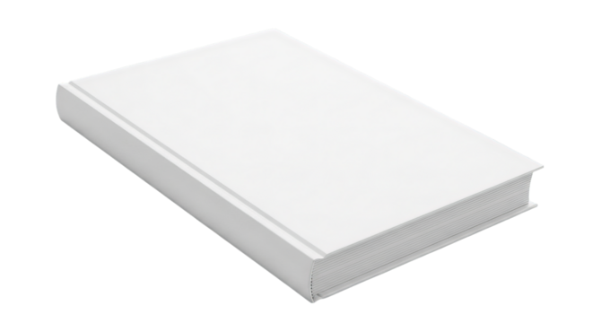 Blank hardcover book laying diagonally on a black surface waiting to be filled with stories.