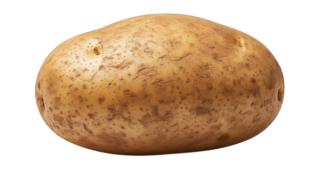 Close-up showcases a raw, untouched potato with textured skin against a stark black background.