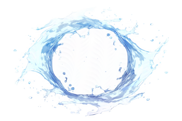 wirling water ring forming a portal with suspended droplets and glossy highlights