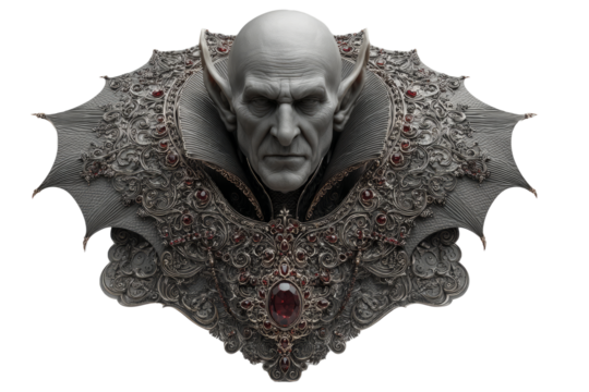 Ornate Gothic Vampire Bust with Ruby Regalia - Powered by Adobe