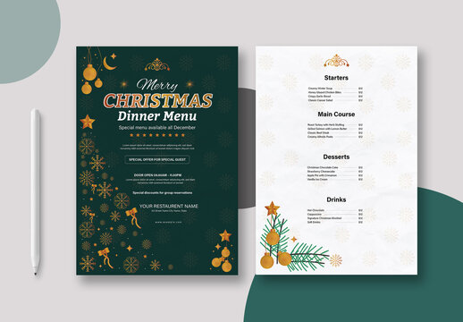 Christmas Dinner Menu Template Layout
