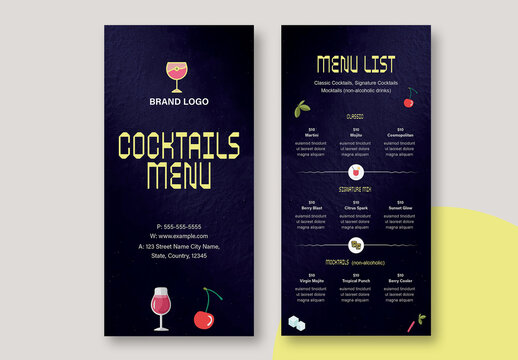 Cocktail Menu Template Layout