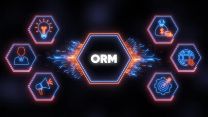 ORM concept with connected icons and digital network object relational mapping database - Powered by Adobe