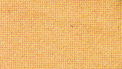 Close-Up of Yellow and Magenta Halftone Grid on Paper