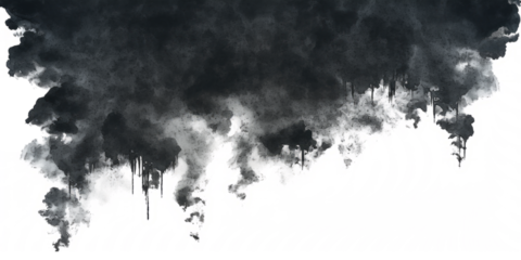 Thin sheet of black cloud with ragged torn edges