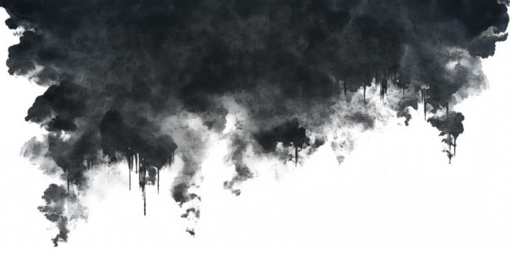 Thin sheet of black cloud with ragged torn edges