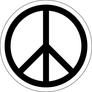 Black and White International Peace Sign Symbol Graphic