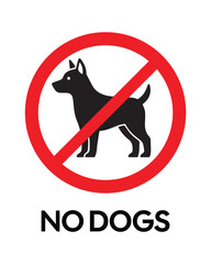 No Dogs Sign &ndash; Red Circle Prohibition Symbol