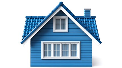 Small blue wooden house with white trim and windows