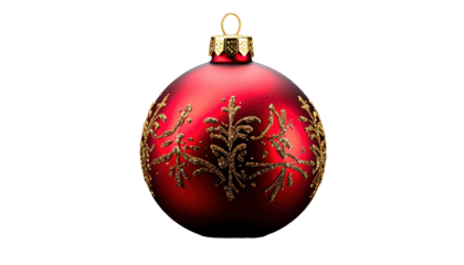 Red Christmas Ornament With Gold Decoration Isolated On Transparent  Background For Holiday Season And Festive Celebrations New Year's Eve Decoration