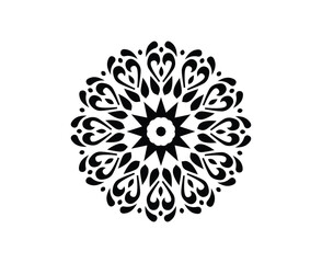 Black and White Ornate Circular Mandala Motif