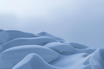 Fototapeta premium Minimal Winter Snowdrifts — Powdery Blue Landscape with Copy Space for Hero Banner