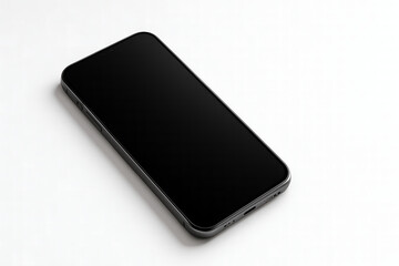 Modern Smartphone With Black Screen Lying On White Surface