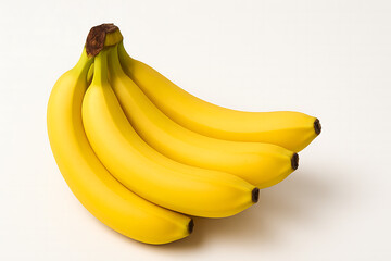 Fresh Yellow Banana Bunch Isolated On Bright White Background