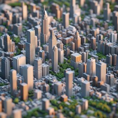 Expansive AI-designed 3D city plan showcasing multiple types of buildings with varied heights and shapes