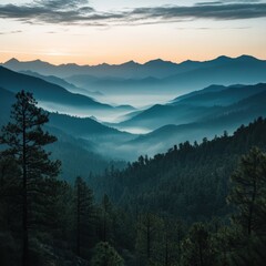 Far-reaching mountain layers, morning fog, and glistening dew create a serene high-altitude vista