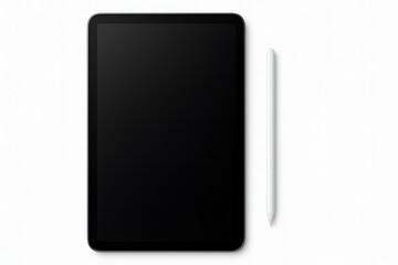 Modern Tablet With Stylus Isolated On Clean White Background