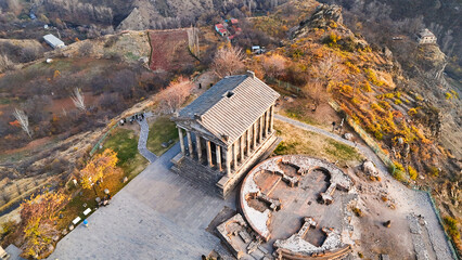panoramic view of Garni Temple in Azat Gorge