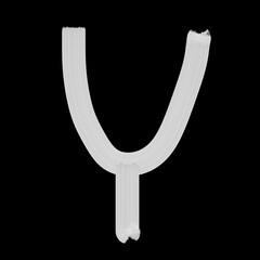 Alphabet of Y, Plaster Rake Brush, White color, on black background, Abstract, Illustration, Typography, Education, Handmade, Set A-Z