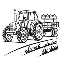 Tractor Carrying Milk Cans 1