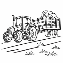 Tractor with Hay Trailer 1