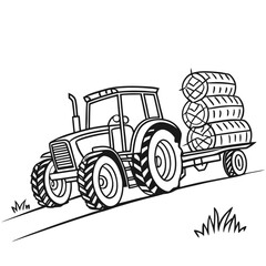 Tractor with Hay Bale