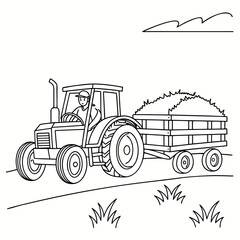 Tractor with Hay Trailer