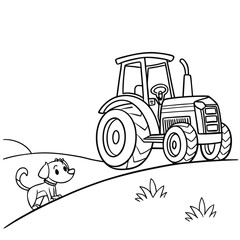 Tractor with Farm Dog