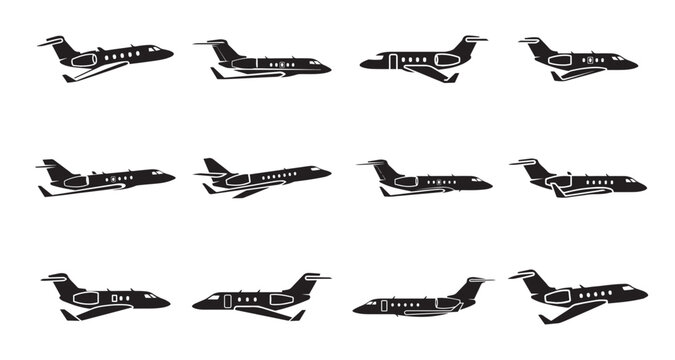 Set of Private Jet icon, Private Jet vector