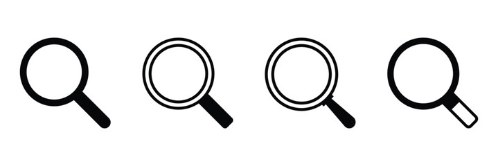 Magnifying glass icon set. Search icon. Magnifying glass symbol for interactive UI and web applications