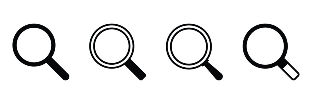 Magnifying glass icon set. Search icon. Magnifying glass symbol for interactive UI and web applications