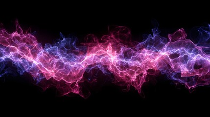 Abstract glowing pink and purple energy wave on a dark background.