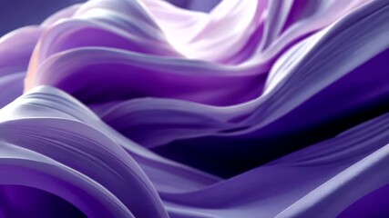 Abstract flowing fabric waves in vibrant purple hues creating a mesmerizing visual display - Powered by Adobe