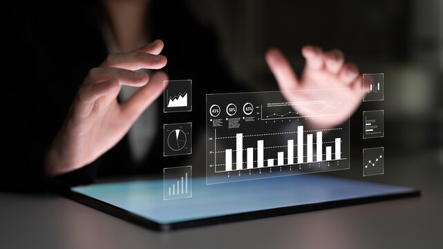 An interface for financial data analysis and stock market reporting. A collection of charts for tracking trends, performance, and investment data. Motif