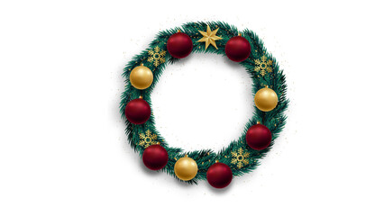 christmas wreath on white background
