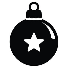 Black Silhouette of a Christmas Ornament Ball with a Star Detail bauble