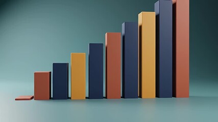 Modern 3D bar chart illustrating positive business growth and financial trends Data visualization for statistics market analysis progress and success presentation - Powered by Adobe
