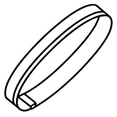 Outline drawing of a simple, thin, flat ring or bracelet isolated on