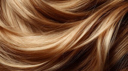 Fototapeta premium Beautiful wavy highlighted hair with blonde and brown tones creating a natural texture.