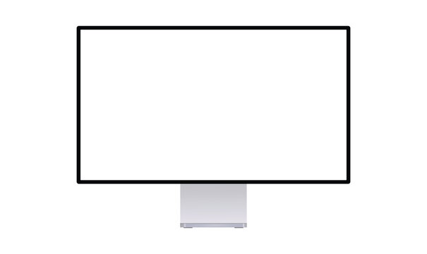 Realistic monitor mockup, computer display with empty place, Personal computer screen template, front view. 