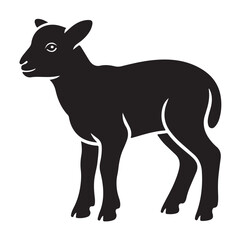 Silhouette of a cute lamb isolated on white background, a charming depiction of innocence and new beginnings in a simple design