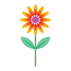 minimalist orange flower illustration vector graphic simple flat design isolated white background