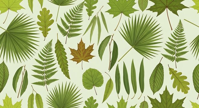 Elegant foliage arrangement with diverse botanical shapes and lush tones