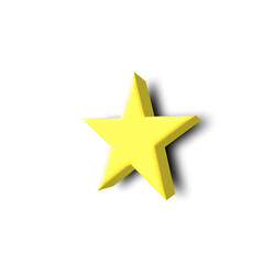 3D Yellow Star Icon with Soft Shadow on White Background
